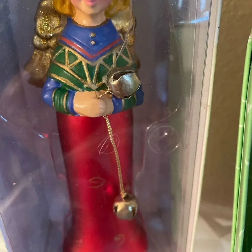 Department 56 Angel with Bells Ornament Plus Dept Glass Boot Ornament
